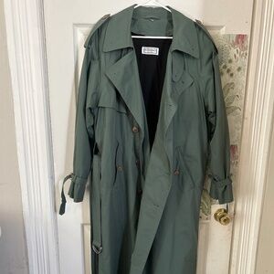 YSL Moss green floor length trench w/belt